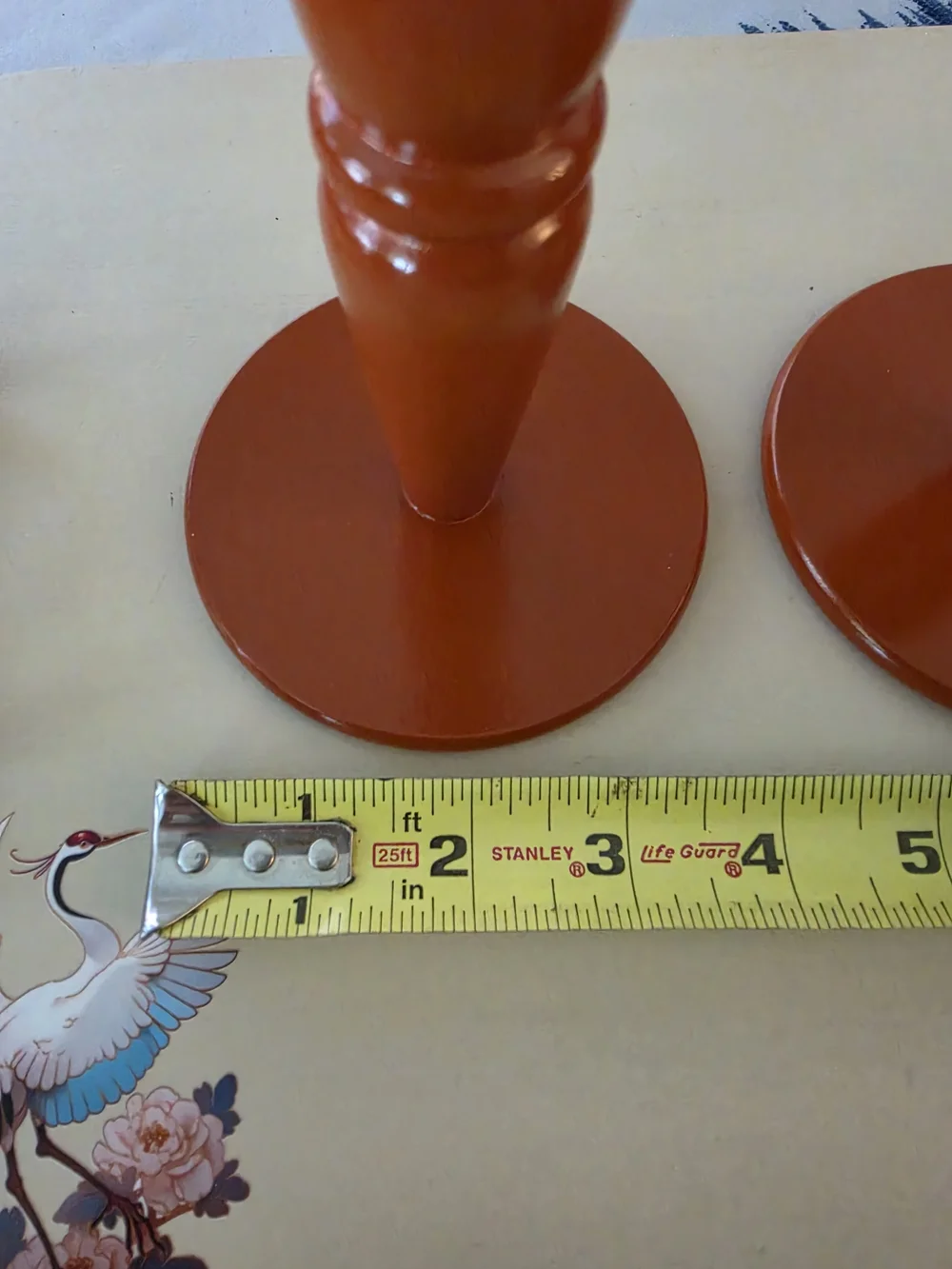 Pair of hand-turned vintage wooden candlestick holders Warm Terracotta hue